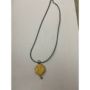 Upcycled yellow howlite cross necklace